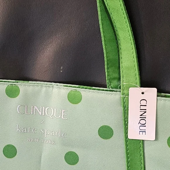 Clinique by Kate Spade Green Polka Dot Tote NWT - Picture 8 of 8